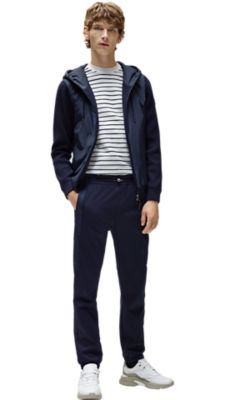 Black jacket trousers and shoes with red T-shirt for men by BOSS  