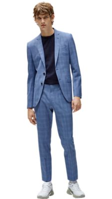 Black jacket trousers and shoes with red T-shirt for men by BOSS  