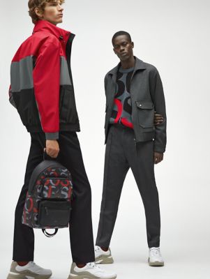 Navy coat, sweater and belt with trousers for men by BOSS