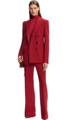 women's red trouser suit