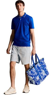 light blue shorts with a medium blue poloshirt for men by BOSS 