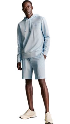 light blue shorts with a light blue tshirt and a light blue hooded sweatshirt for Men by BOSS