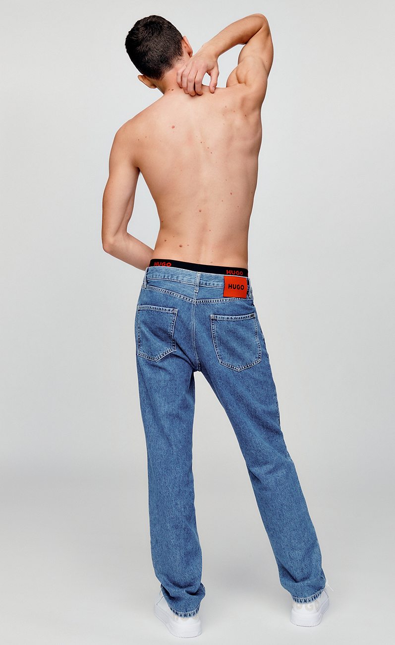 HUGO BOSS Heren Kleding Broeken & Jeans Broeken Slim & Skinny Broeken Slim-fit broek van stretchmateriaal met microdessin 