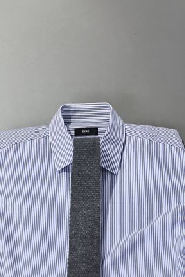 Striped blue and white shirt and tie by BOSS