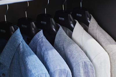 Hanging linen clothes by BOSS