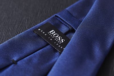 Dark blue silk tie by BOSS