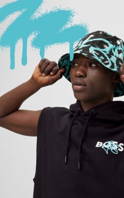 BOSS Limited Edition Graffiti collection green letters with white background